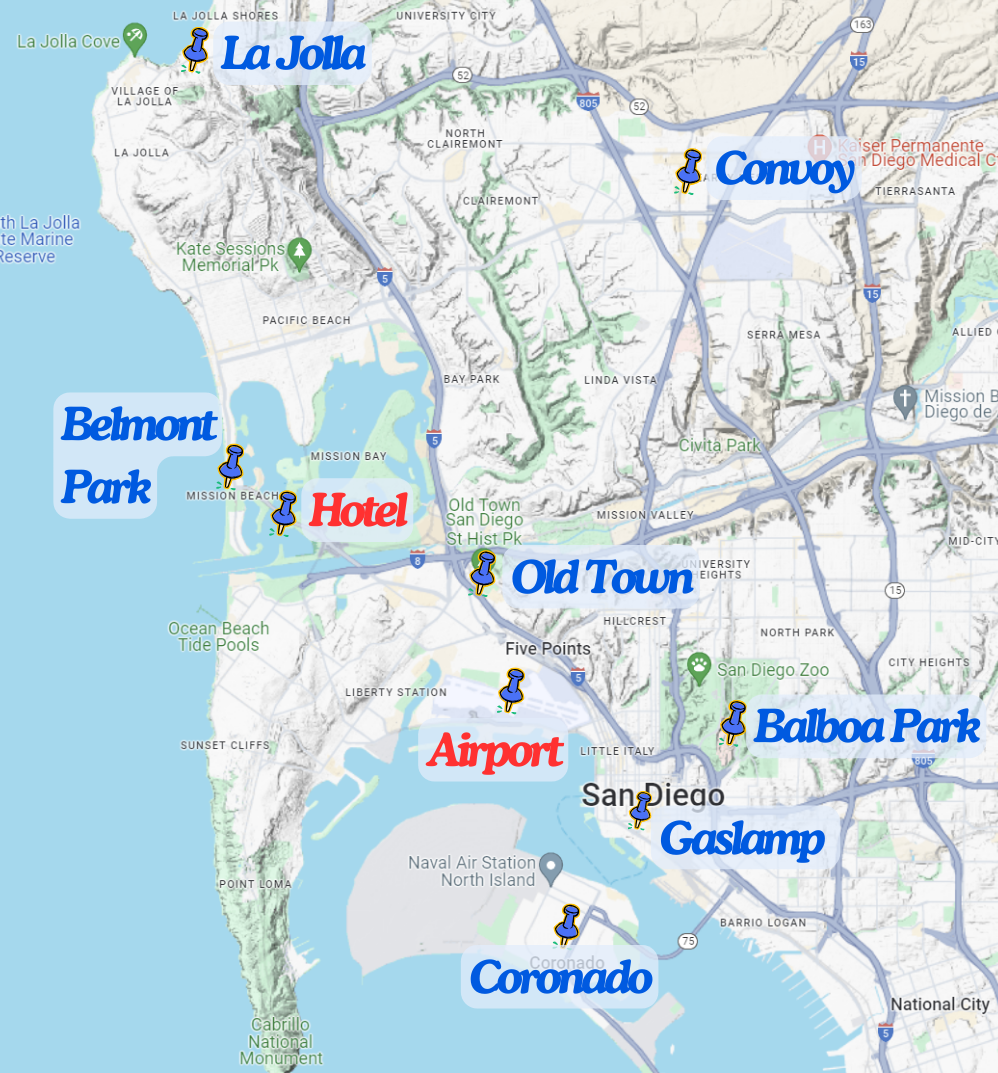 San Diego Map Key Places